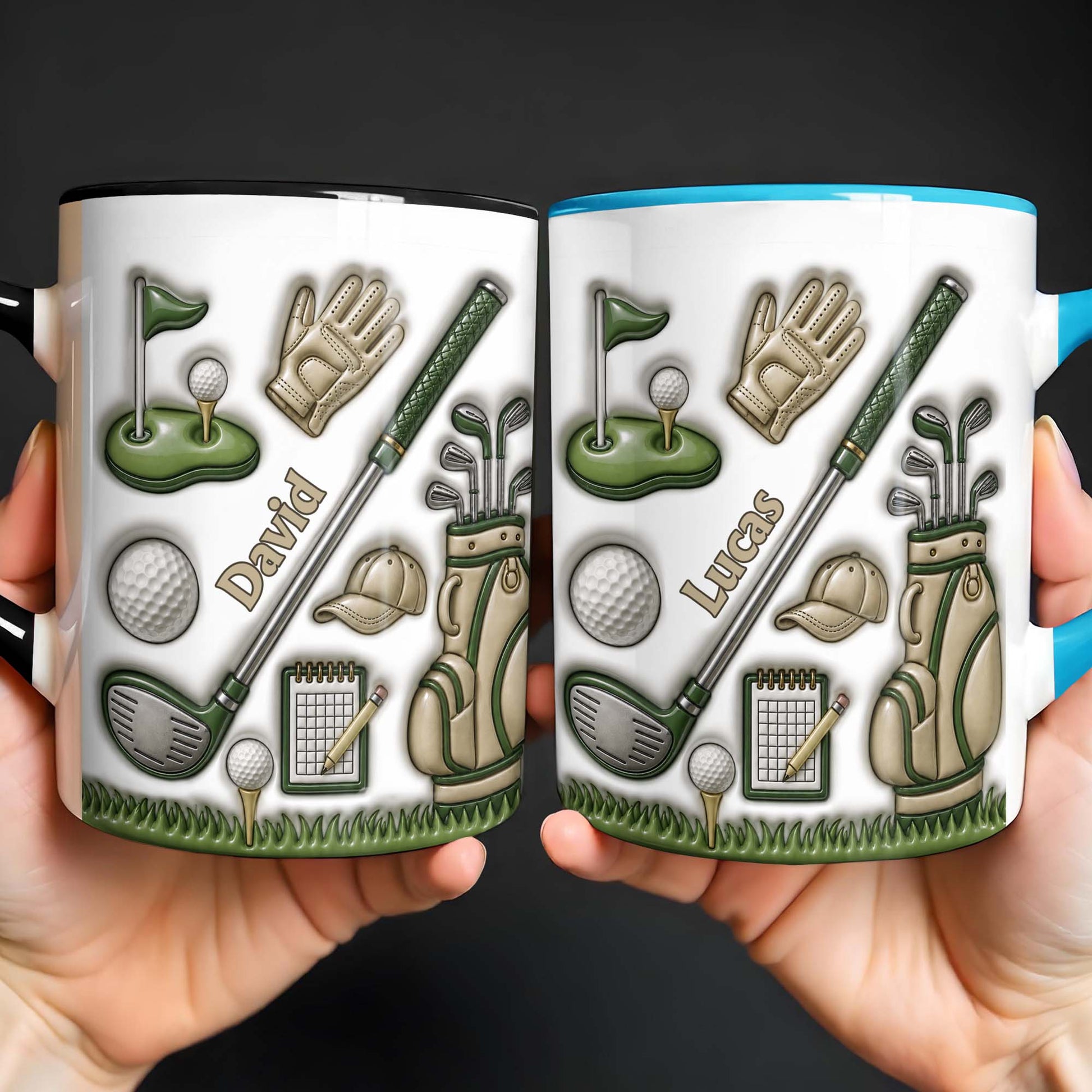 Golf Lover's Dream With Professional Clubs And 3D Effect Design - Personalized Custom Accent Mug - GOLF033_AMUG