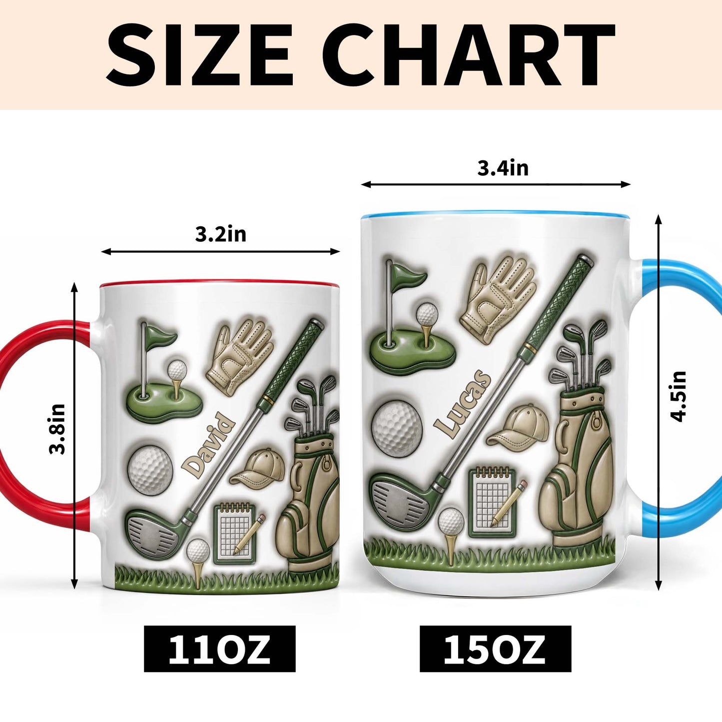 Golf Lover's Dream With Professional Clubs And 3D Effect Design - Personalized Custom Accent Mug - GOLF033_AMUG