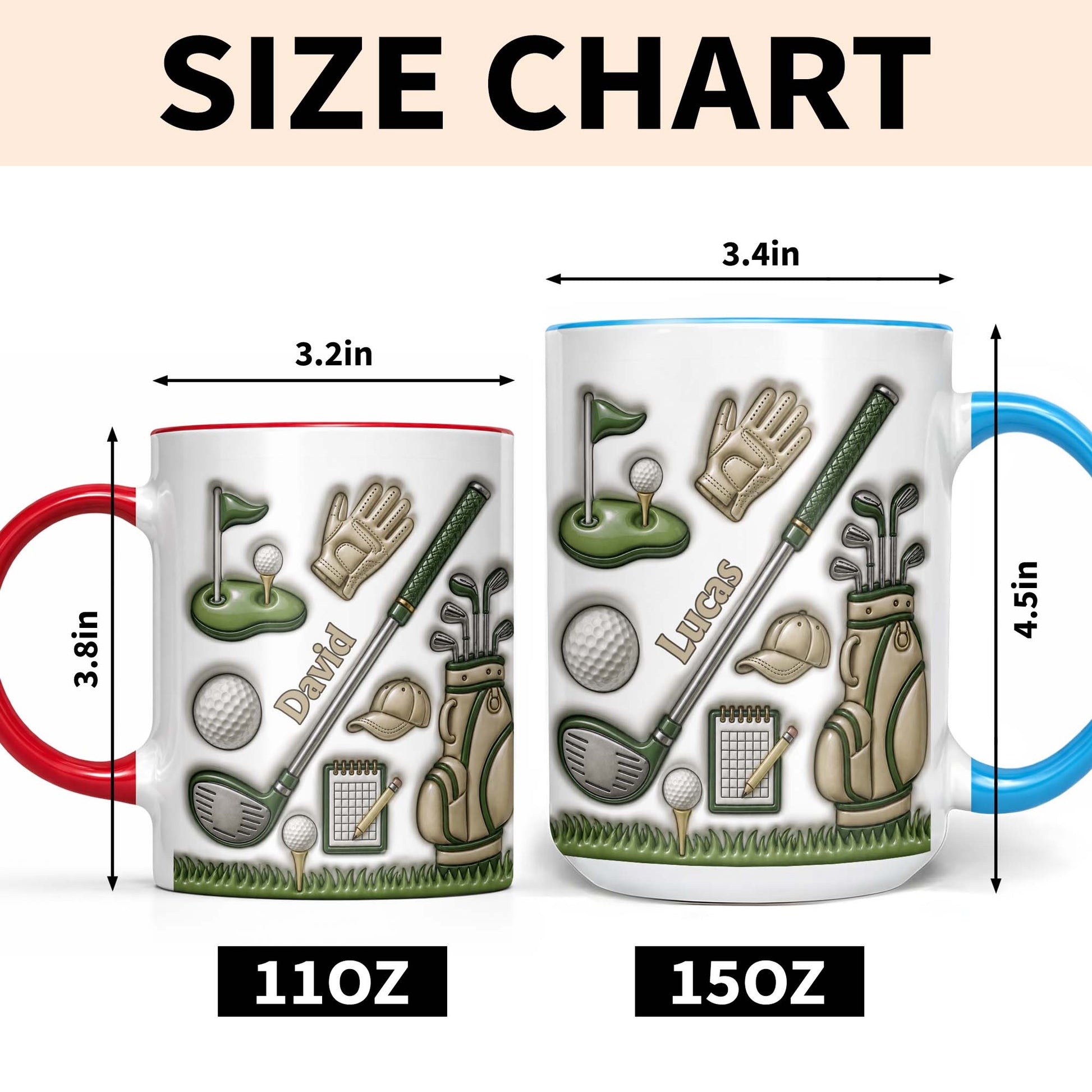 Golf Lover's Dream With Professional Clubs And 3D Effect Design - Personalized Custom Accent Mug - GOLF033_AMUG
