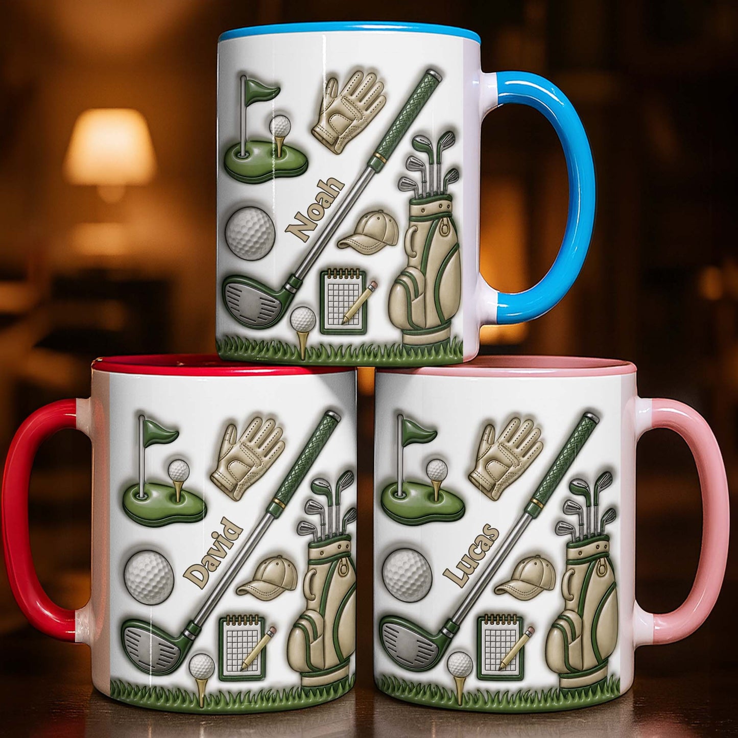 Golf Lover's Dream With Professional Clubs And 3D Effect Design - Personalized Custom Accent Mug - GOLF033_AMUG