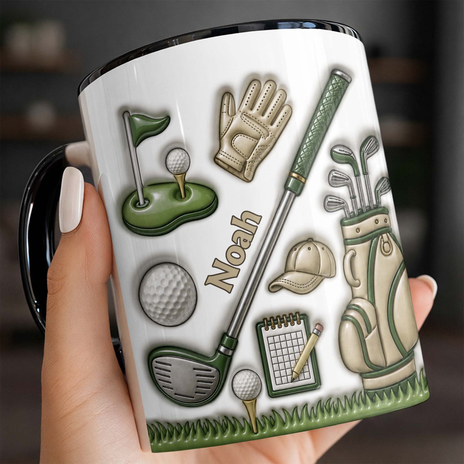 Golf Lover's Dream With Professional Clubs And 3D Effect Design - Personalized Custom Accent Mug - GOLF033_AMUG