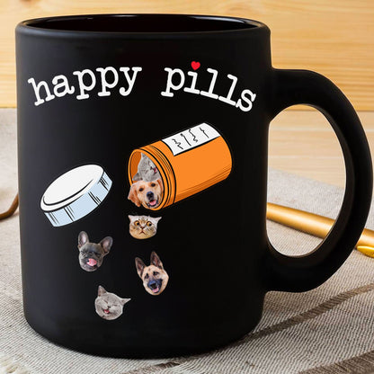 Custom Pet Photo Mug - Happy Pills Coffee Mug with Dog Face
