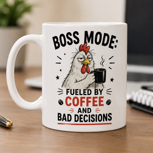 Funny Boss Mug - "Boss Mode: Fueled By Coffee And Bad Decisions" - Fun Gift For Boss & Manager