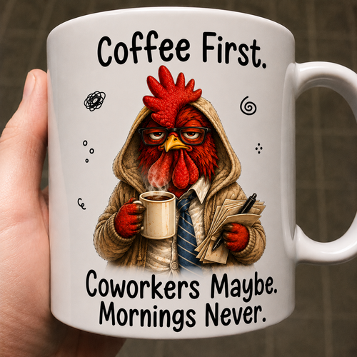 Funny Coworker Mug - "Coffee First. Coworkers Maybe. Mornings Never." - Fun Gift For Coworkers, Friends & Family - Personalized