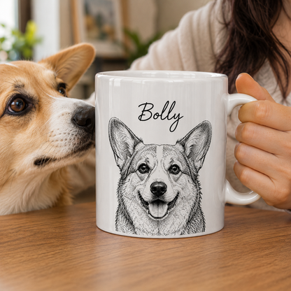 Custom Dog Face Mug Corgi Bolly