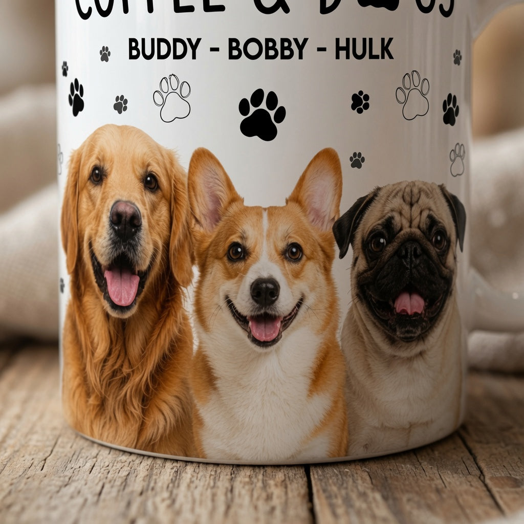 Close up personalized dog mug