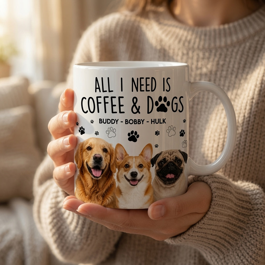 Woman holding personalized dog mug