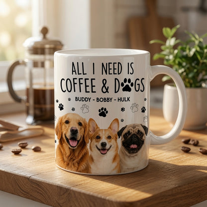 Custom dog mug on coffee table
