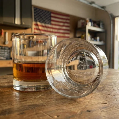 Custom Handwritten Message Engraved Whiskey Glass for Dad | SipEngrave - Sipengrave