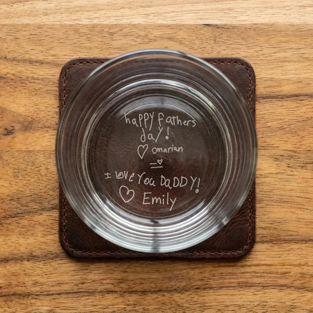 Custom Handwritten Message Engraved Whiskey Glass for Dad | SipEngrave - Sipengrave
