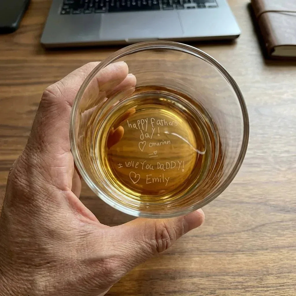 Custom Handwritten Message Engraved Whiskey Glass for Dad | SipEngrave - Sipengrave