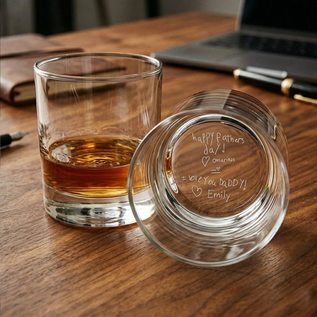 Custom Handwritten Message Engraved Whiskey Glass for Dad | SipEngrave - Sipengrave