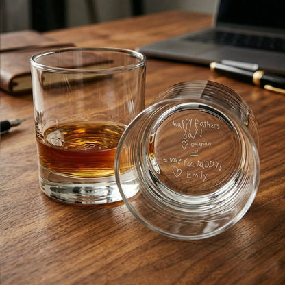Custom Handwritten Message Engraved Whiskey Glass for Dad | SipEngrave - Sipengrave