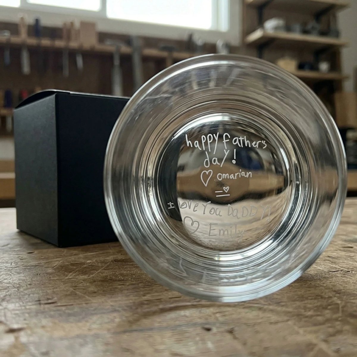 Custom Handwritten Message Engraved Whiskey Glass for Dad | SipEngrave - Sipengrave