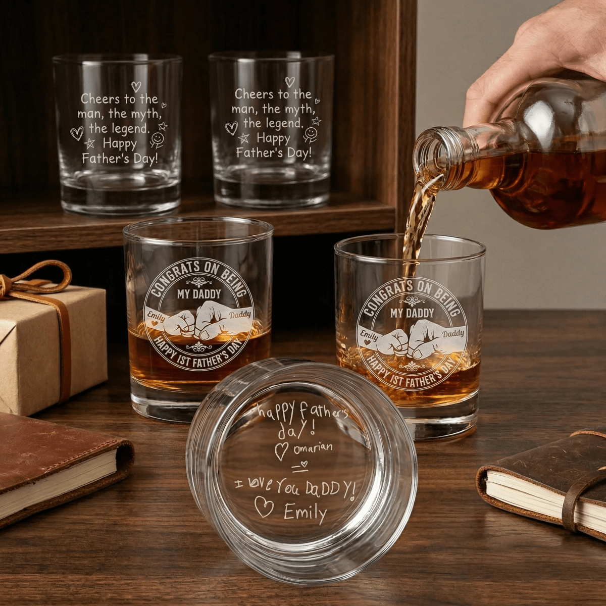 Custom Handwritten Message Engraved Whiskey Glass for Dad | SipEngrave - Sipengrave