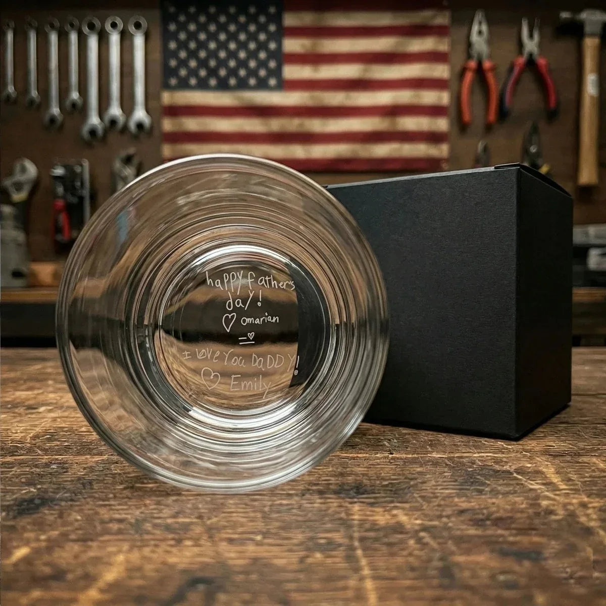 Custom Handwritten Message Engraved Whiskey Glass for Dad | SipEngrave - Sipengrave