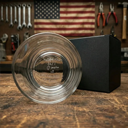 Custom Handwritten Message Engraved Whiskey Glass for Dad | SipEngrave - Sipengrave