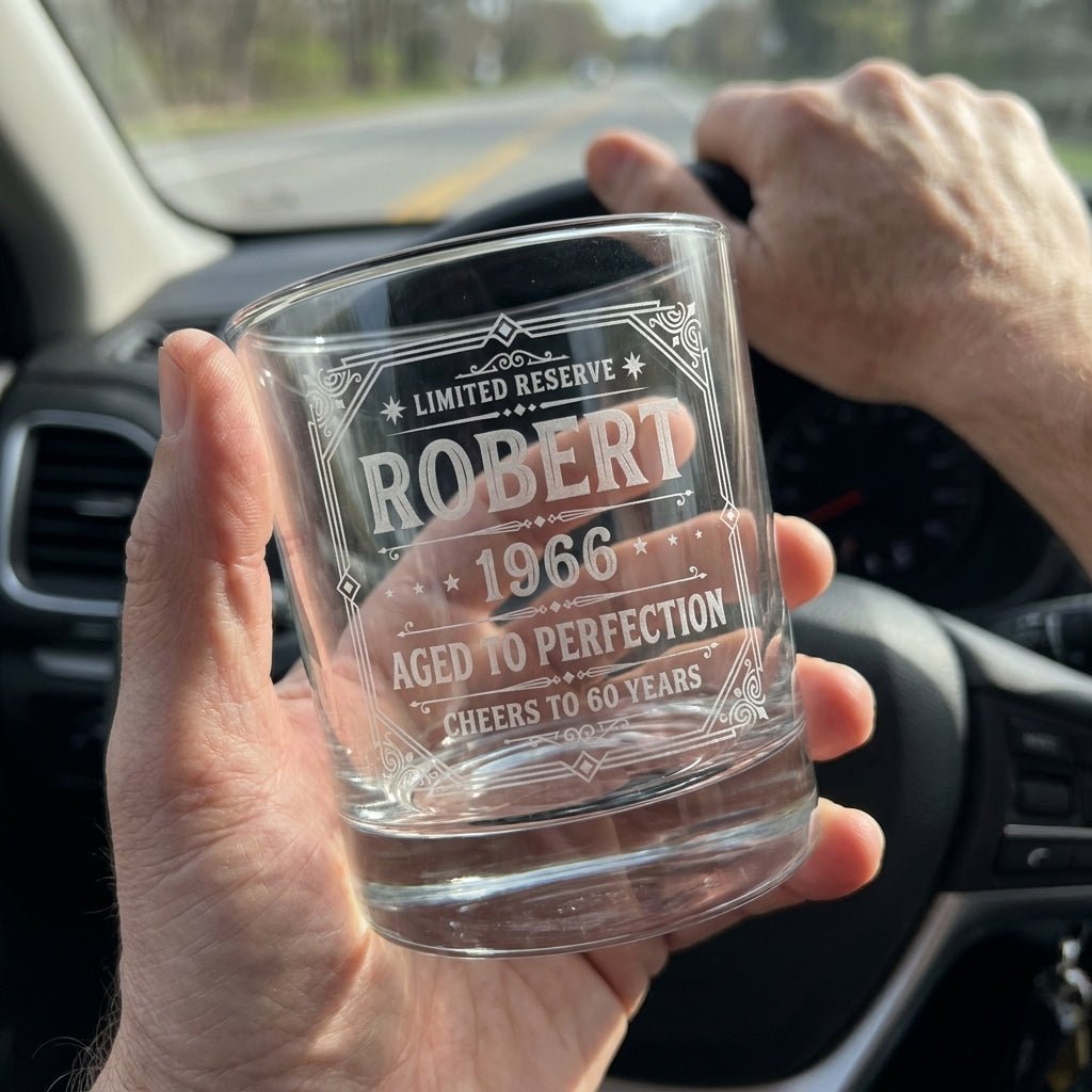 Engraved 60th Birthday Gift – Custom "Limited Reserve" Whiskey Glass - Sipengrave