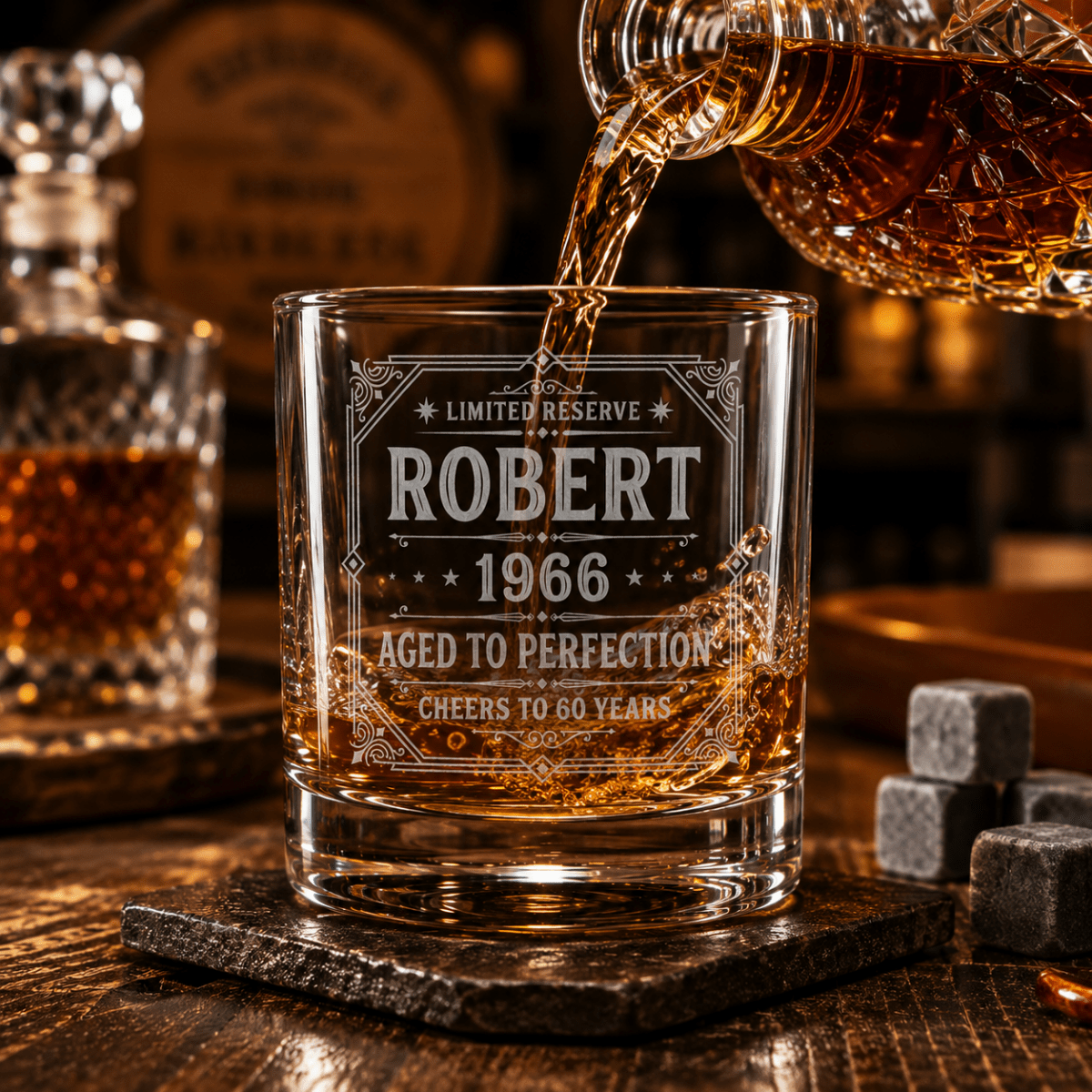 Engraved 60th Birthday Gift – Custom "Limited Reserve" Whiskey Glass - Sipengrave