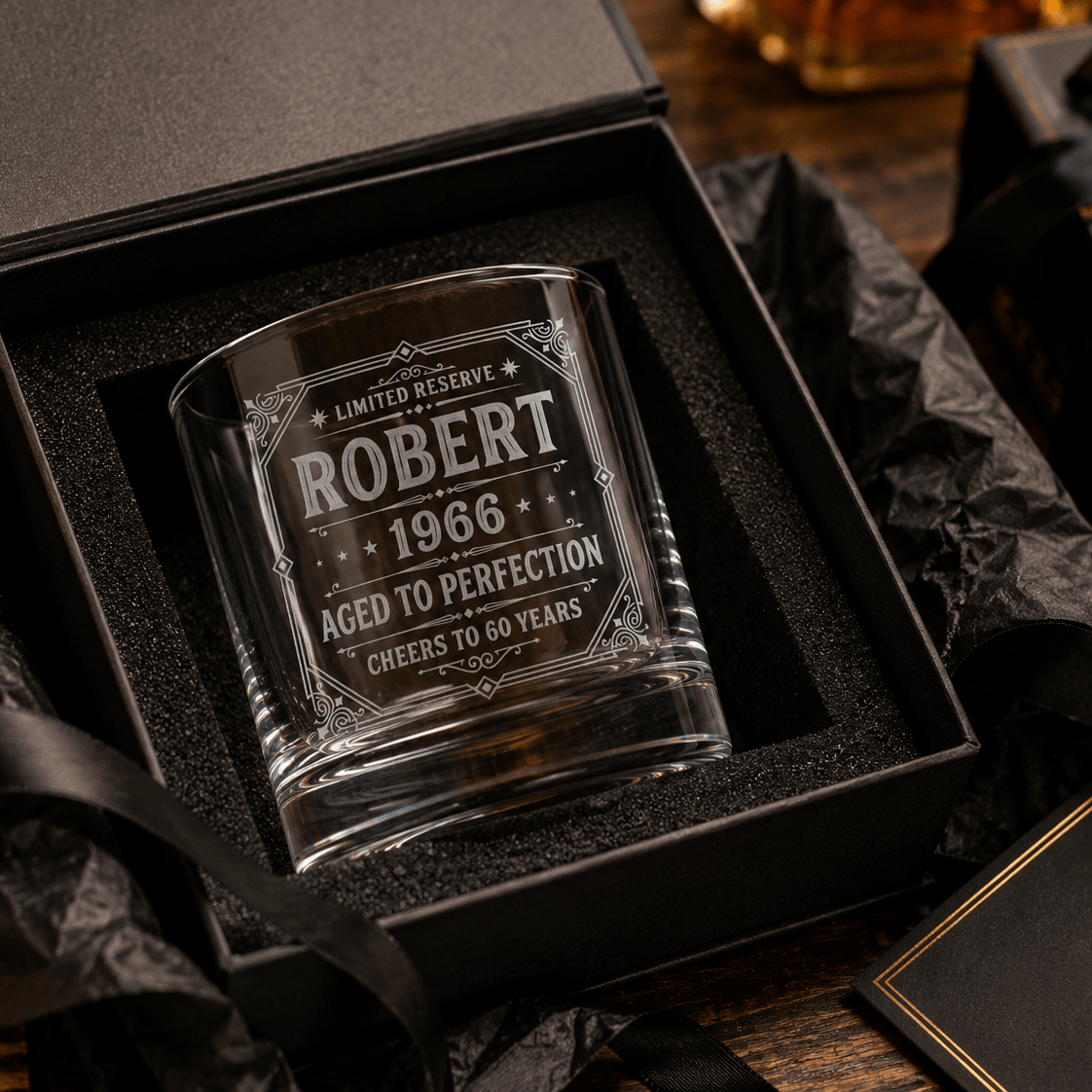 Engraved 60th Birthday Gift – Custom "Limited Reserve" Whiskey Glass - Sipengrave