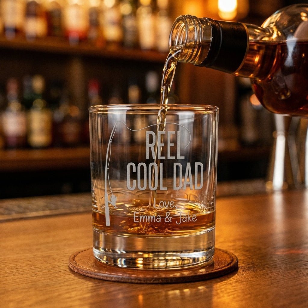 Engraved 'Reel Cool Dad' Whiskey Glass - Personalized Father's Day Gift | SipEngrave - Sipengrave