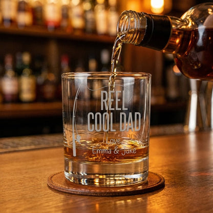 Engraved 'Reel Cool Dad' Whiskey Glass - Personalized Father's Day Gift | SipEngrave - Sipengrave