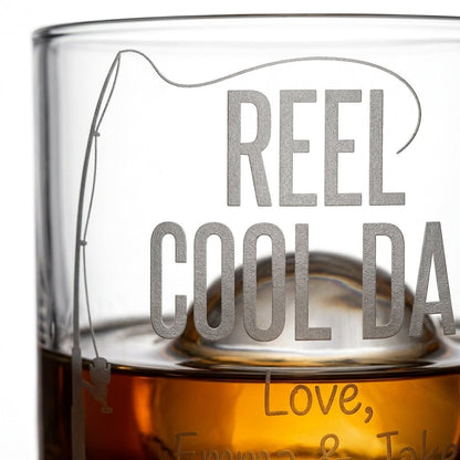 Engraved 'Reel Cool Dad' Whiskey Glass - Personalized Father's Day Gift | SipEngrave - Sipengrave
