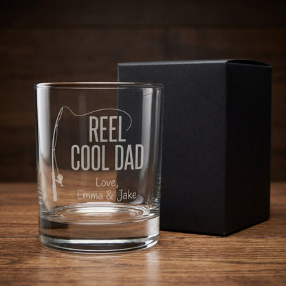 Engraved 'Reel Cool Dad' Whiskey Glass - Personalized Father's Day Gift | SipEngrave - Sipengrave