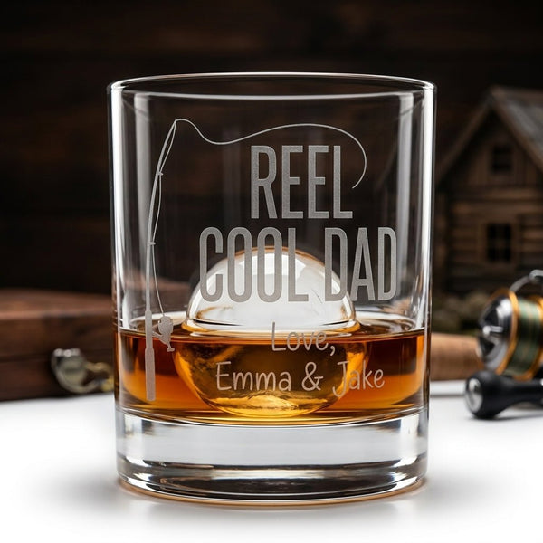 Engraved 'Reel Cool Dad' Whiskey Glass - Personalized Father's Day Gift | SipEngrave - Sipengrave