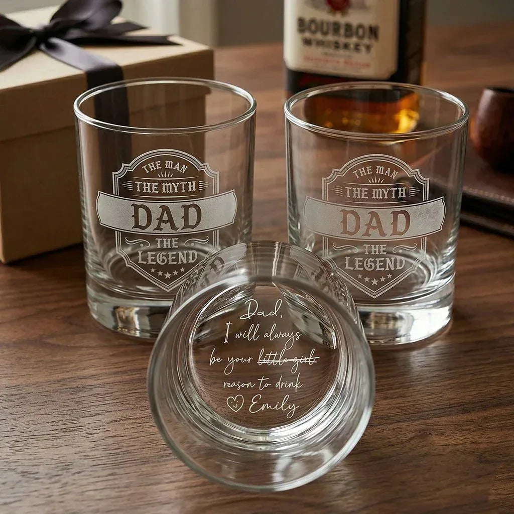 Engraved Whiskey Glass for Dad – "The Man The Myth The Legend" | Father's Day Gift - Sipengrave