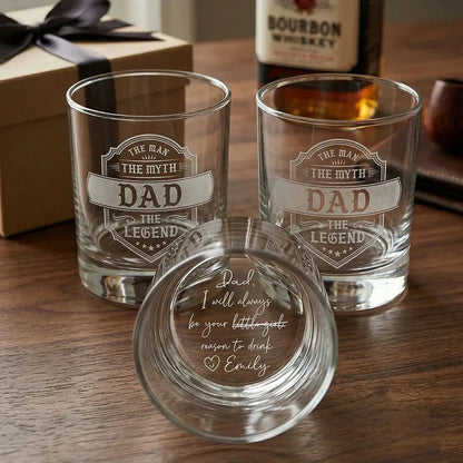 Engraved Whiskey Glass for Dad – "The Man The Myth The Legend" | Father's Day Gift - Sipengrave