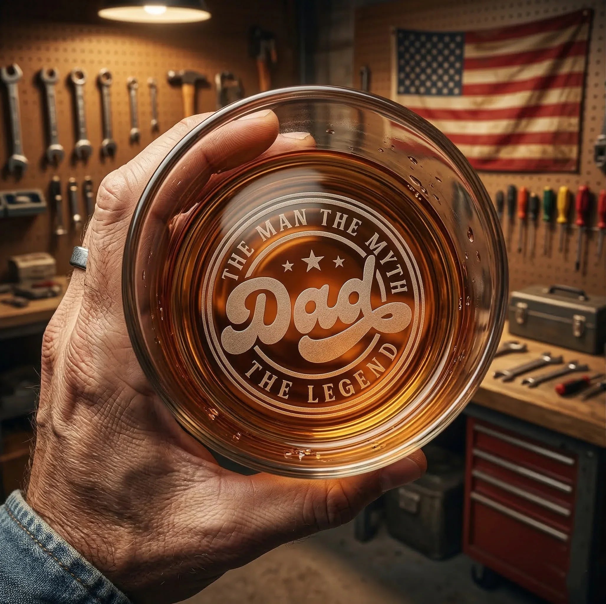 Engraved whiskey glass gift for dad by SipEngrave