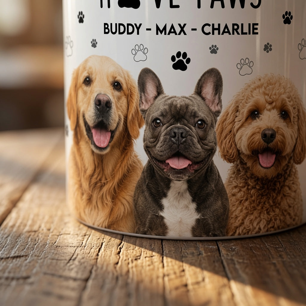Personalized dog mug close up