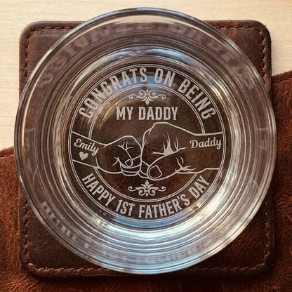 First Father's Day Engraved Whiskey Glass - Custom New Dad Gift - Sipengrave