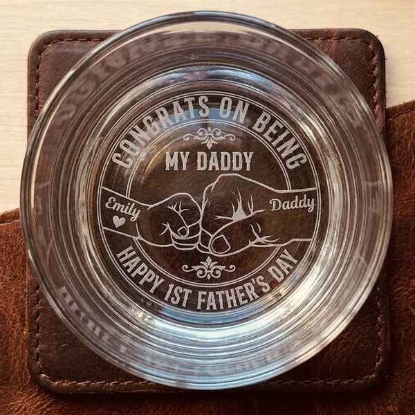 First Father's Day Engraved Whiskey Glass - Custom New Dad Gift - Sipengrave