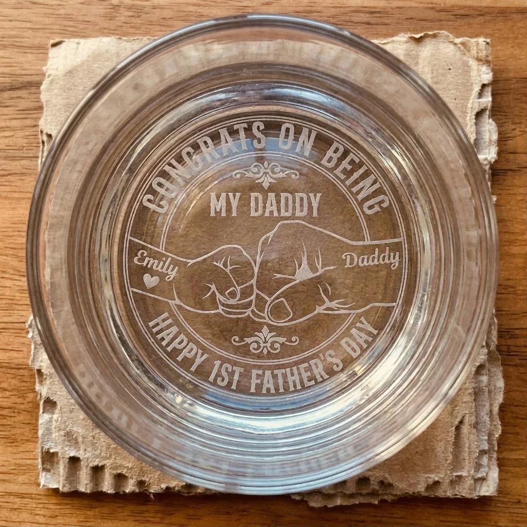 First Father's Day Engraved Whiskey Glass - Custom New Dad Gift - Sipengrave