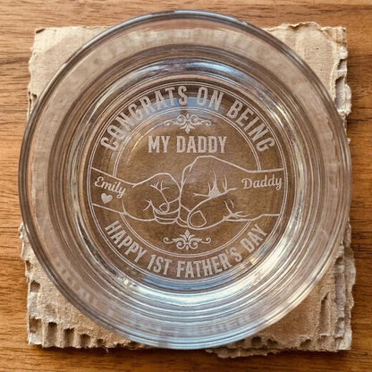 First Father's Day Engraved Whiskey Glass - Custom New Dad Gift - Sipengrave