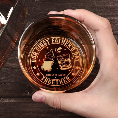 First Father's Day Gift For New Dad – Custom Photo Engraved Whiskey Glass - Sipengrave
