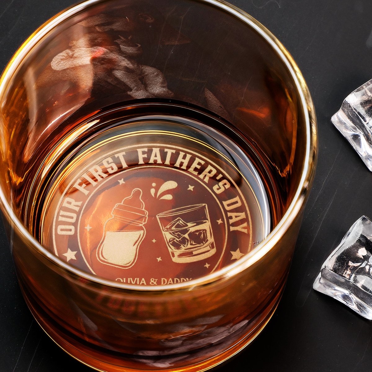 First Father's Day Gift For New Dad – Custom Photo Engraved Whiskey Glass - Sipengrave