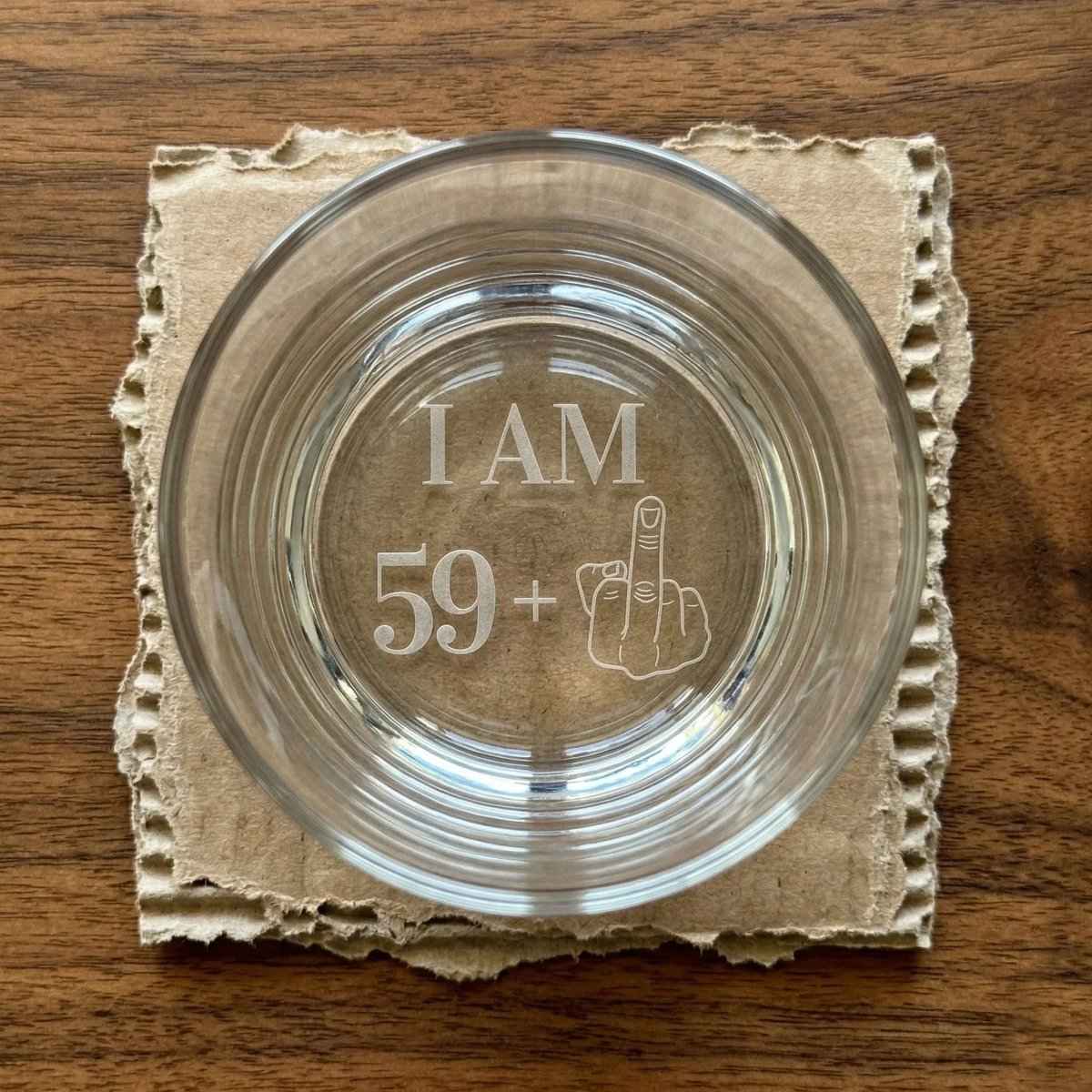 Funny 60th Birthday Whiskey Glass for Him - 59+1 Middle Finger Glass - Sipengrave