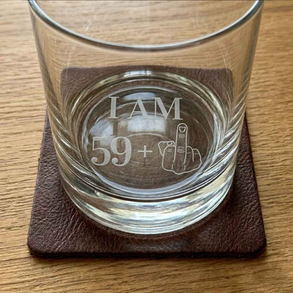 Funny 60th Birthday Whiskey Glass for Him - 59+1 Middle Finger Glass - Sipengrave