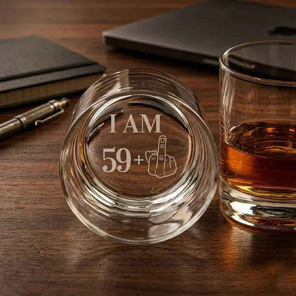 Funny 60th Birthday Whiskey Glass for Him - 59+1 Middle Finger Glass - Sipengrave