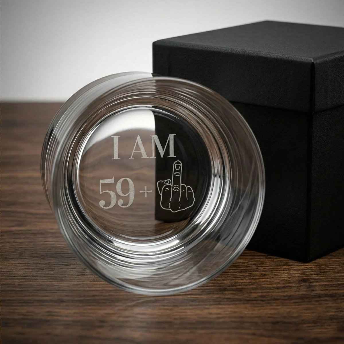 Funny 60th Birthday Whiskey Glass for Him - 59+1 Middle Finger Glass - Sipengrave