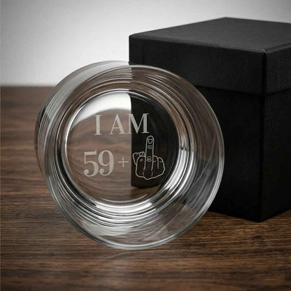 Funny 60th Birthday Whiskey Glass for Him - 59+1 Middle Finger Glass - Sipengrave