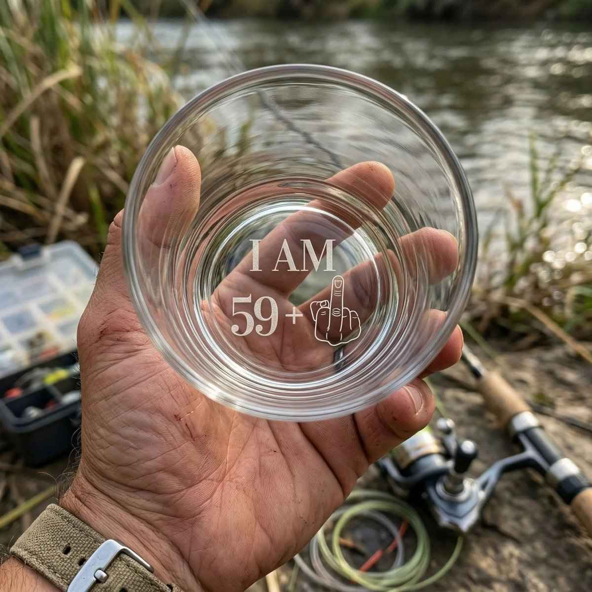 Funny 60th Birthday Whiskey Glass for Him - 59+1 Middle Finger Glass - Sipengrave