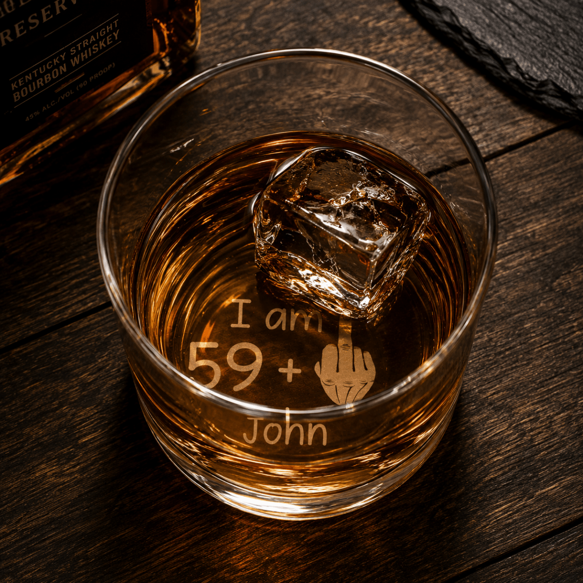 Funny Birthday Gift For Men – Custom "59 + 1" Engraved Whiskey Glass - Sipengrave