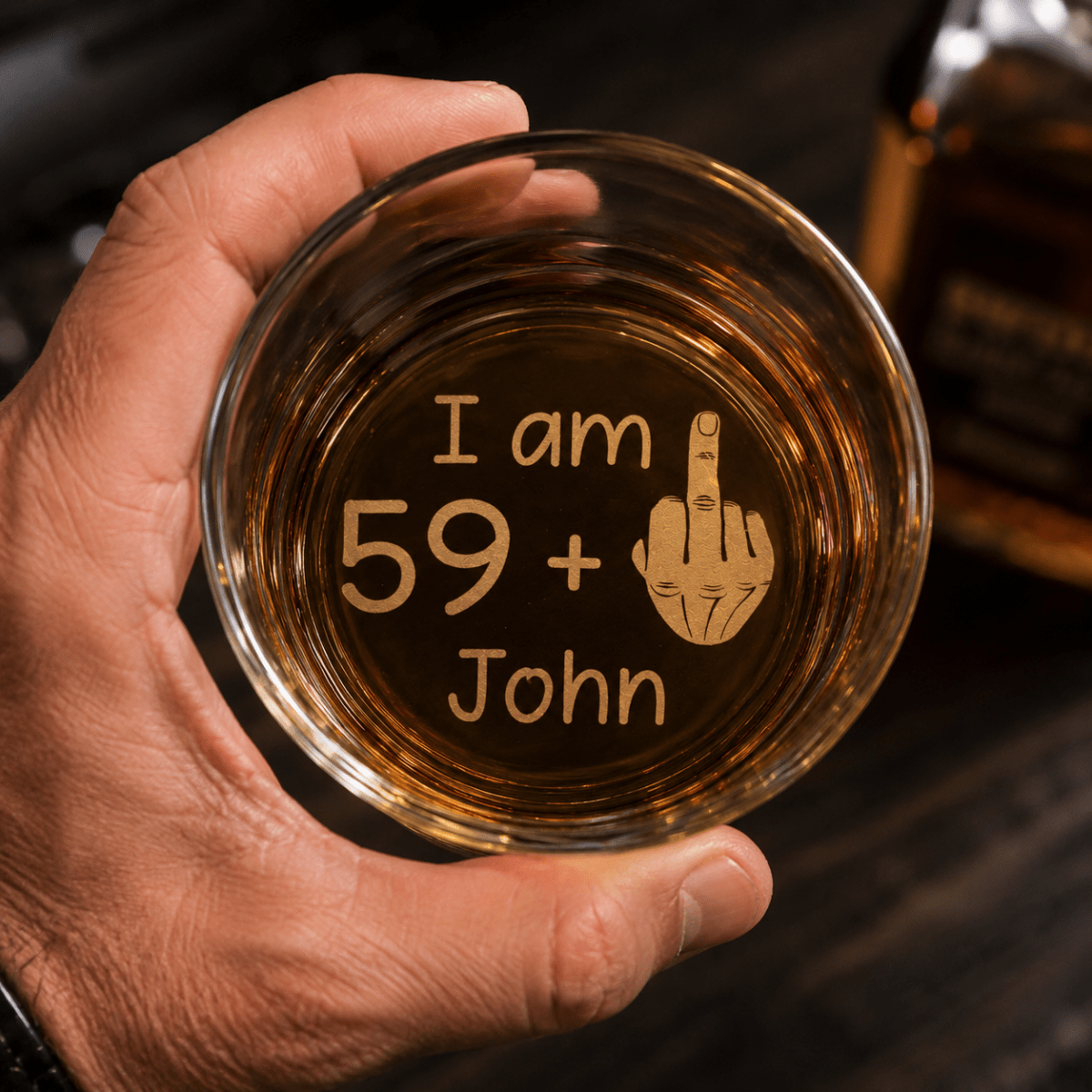 Funny Birthday Gift For Men – Custom "59 + 1" Engraved Whiskey Glass - Sipengrave