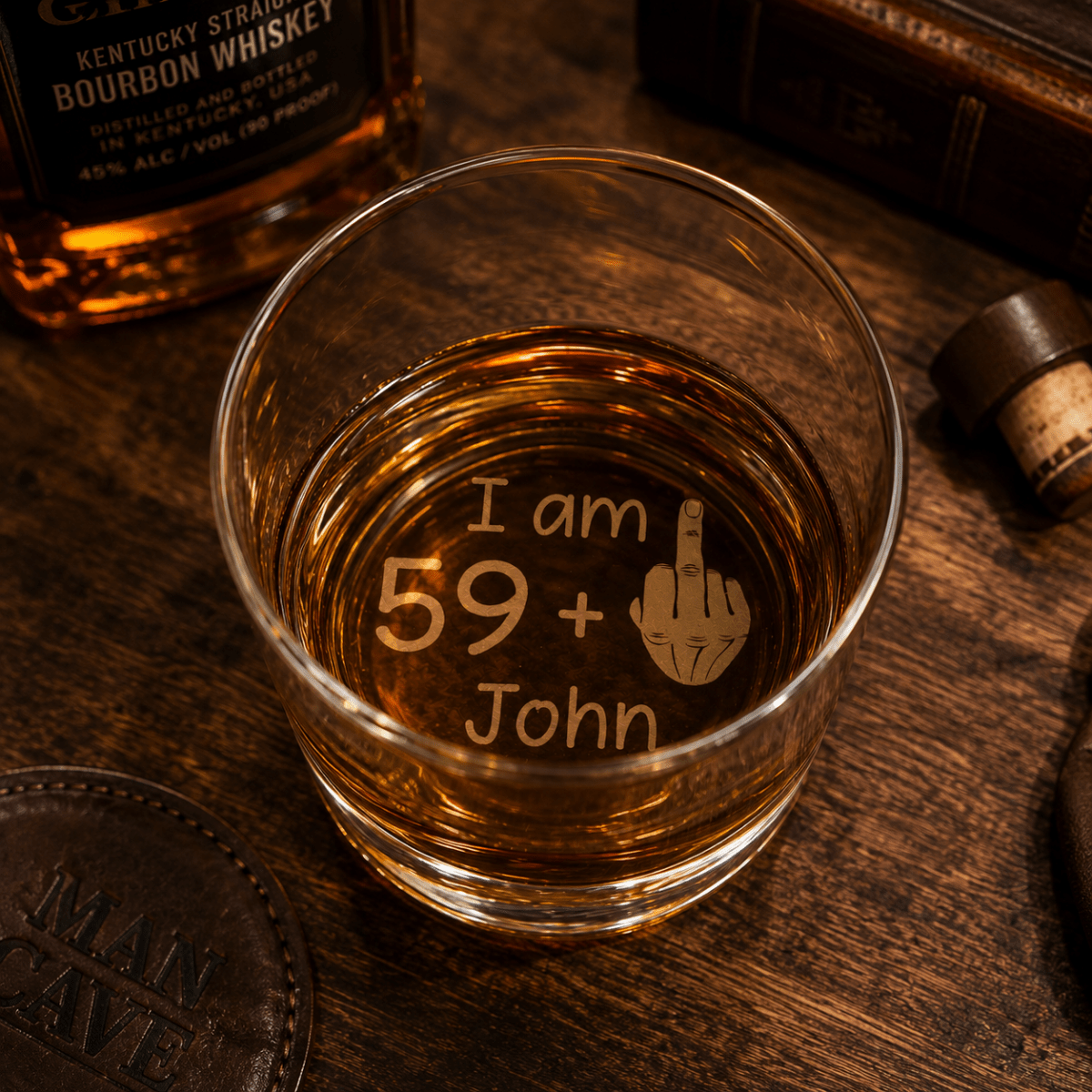 Funny Birthday Gift For Men – Custom "59 + 1" Engraved Whiskey Glass - Sipengrave