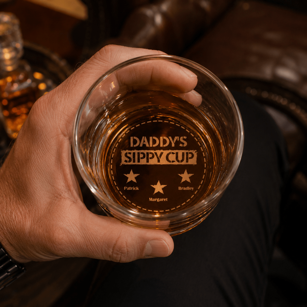 Funny Father's Day Gift – Custom Engraved "Daddy's Sippy Cup" Whiskey Glass - Sipengrave