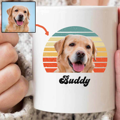 Custom Retro Dog Photo Mug for Dog Lovers | Personalized Vintage Pet Gift